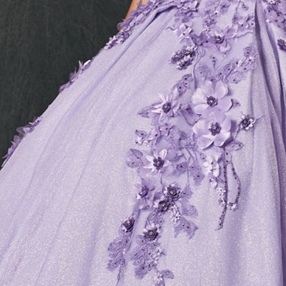 Purple lilac,emerald, blush, new long floral tulle dress with lace up back - Picture 5 of 8